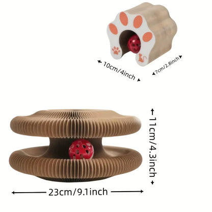 Kitty Curlz Cat Scratching Board (1/2Pcs) – Foldable, Recyclable,Scratch-Resistant Toy with Ball for Fun Interactive Indoor Play